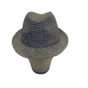 Urban behavior grey red strpe retro Casual Tweed structured unisex fedora hat OS